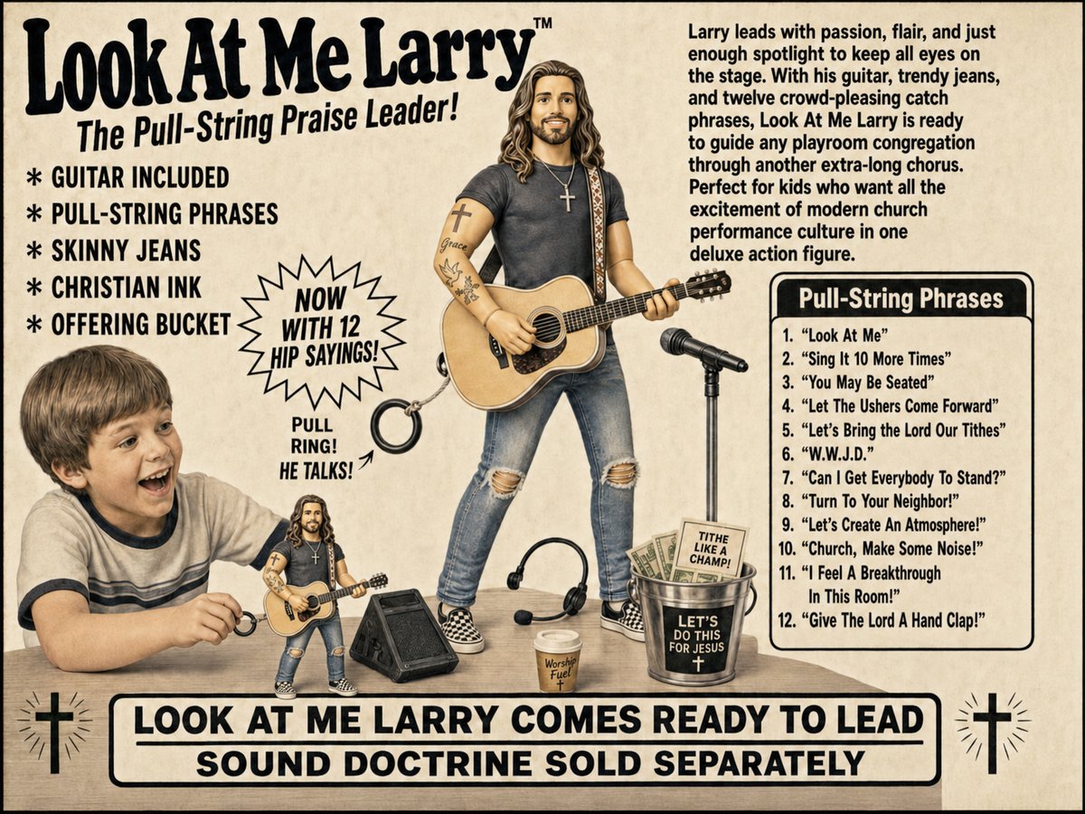 Look At Me Larry — The Pull-String Praise Leader (a vintage toy-ad parody)